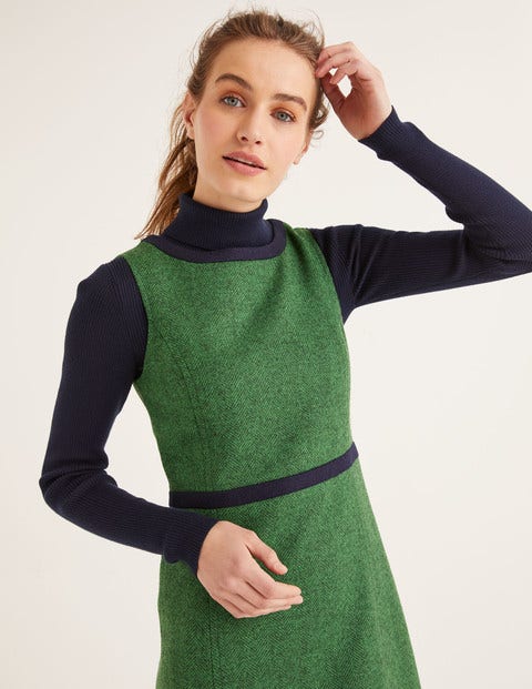 Carrie Tweed Dress - Bright Green Herringbone Carrie Tweed Dress - Bright Green Herringbone