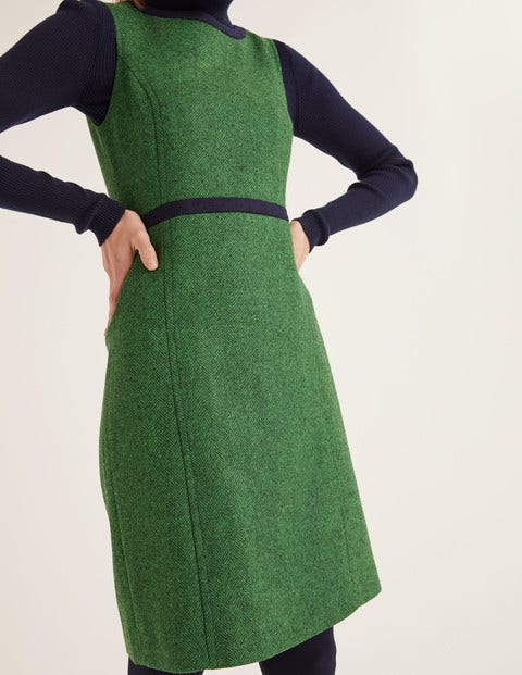 Carrie Tweed Dress - Bright Green Herringbone Carrie Tweed Dress - Bright Green Herringbone