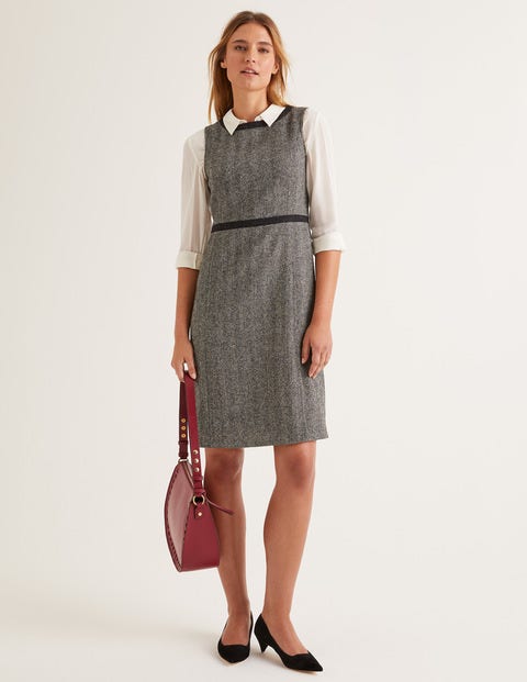 Carrie Tweed Dress - Grey Herringbone Carrie Tweed Dress - Grey Herringbone