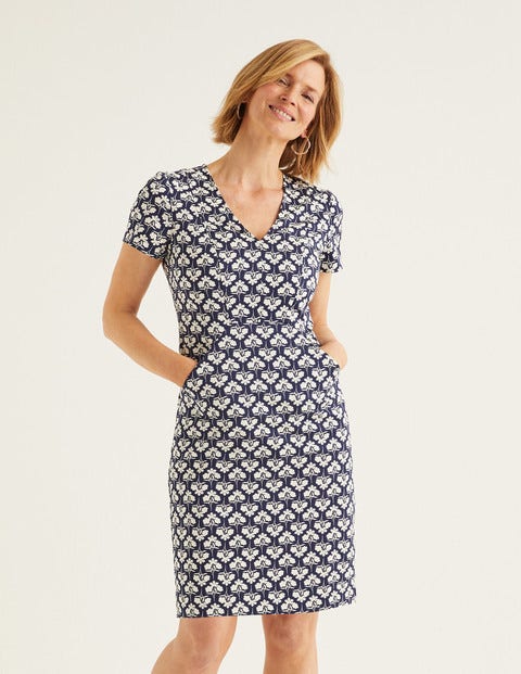 Dana Chino Dress - French Navy, Petal Sprig Dana Chino Dress - French Navy, Petal Sprig