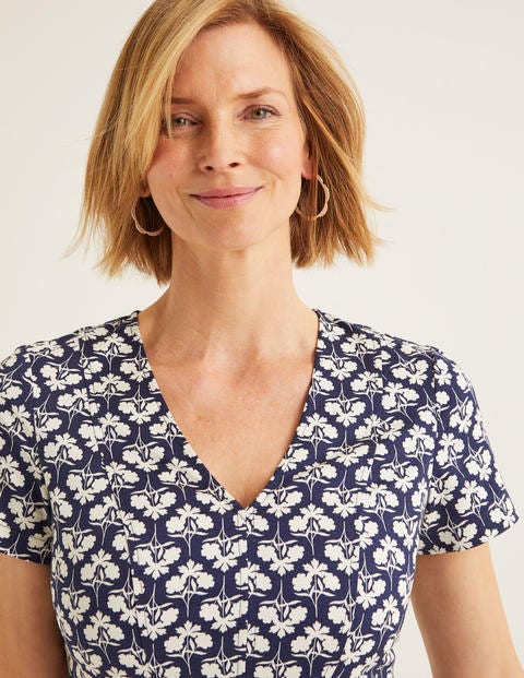 Dana Chino Dress - French Navy, Petal Sprig Dana Chino Dress - French Navy, Petal Sprig