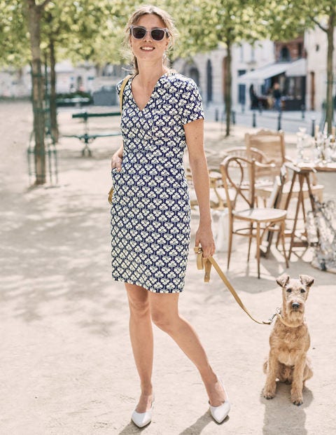 Dana Chino Dress - French Navy, Petal Sprig Dana Chino Dress - French Navy, Petal Sprig