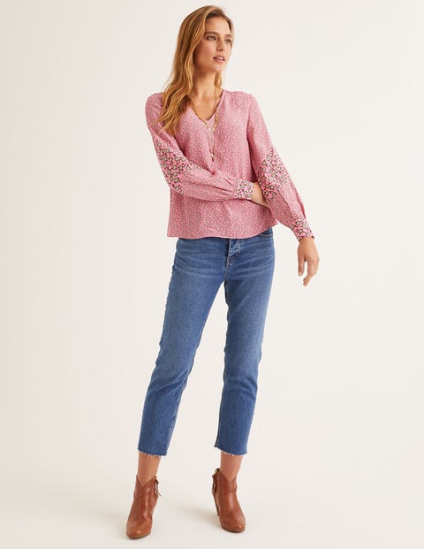 Eva Top - Crayon Pink, Ditsy Doll Eva Top - Crayon Pink, Ditsy Doll
