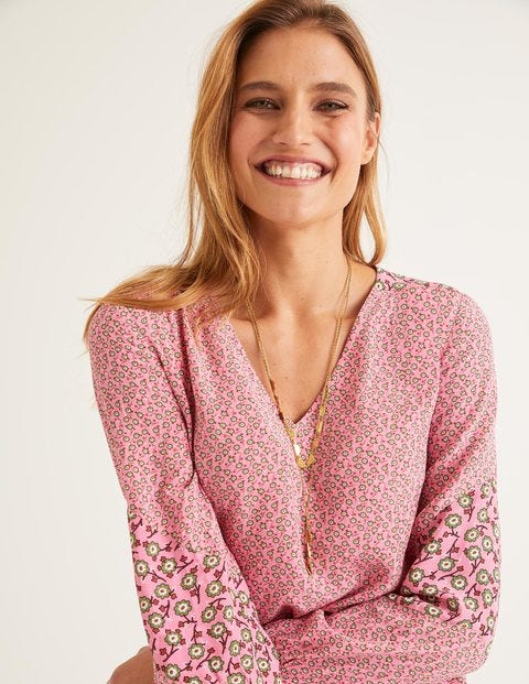 Eva Top - Crayon Pink, Ditsy Doll Eva Top - Crayon Pink, Ditsy Doll