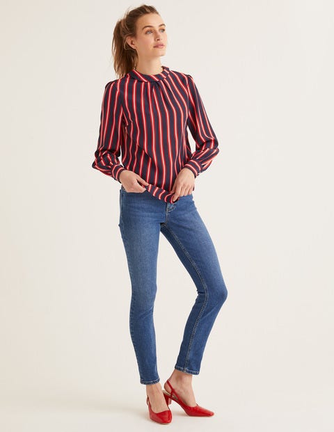 Gabriella Silk Blouse - French Navy Stripe Gabriella Silk Blouse - French Navy Stripe