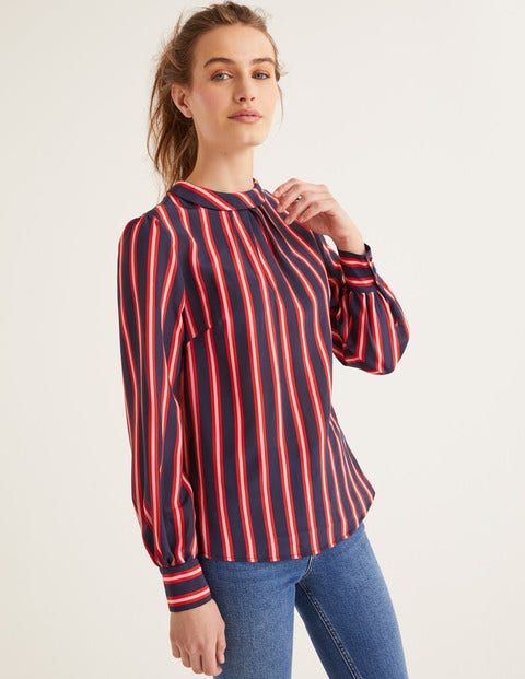 Gabriella Silk Blouse - French Navy Stripe Gabriella Silk Blouse - French Navy Stripe