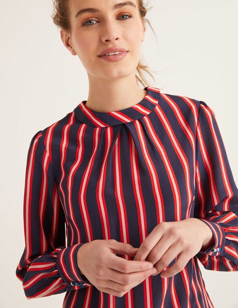 Gabriella Silk Blouse - French Navy Stripe Gabriella Silk Blouse - French Navy Stripe