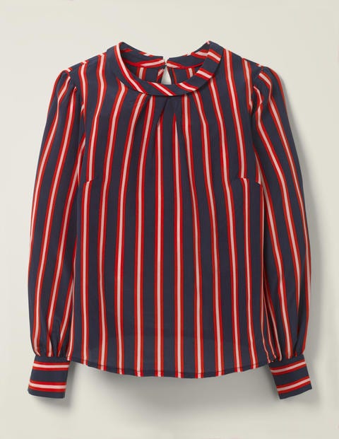 Gabriella Silk Blouse - French Navy Stripe Gabriella Silk Blouse - French Navy Stripe