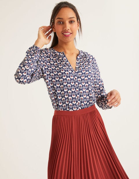 Paris Blouse - Navy, Petal Head Mono Paris Blouse - Navy, Petal Head Mono