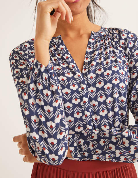 Paris Blouse - Navy, Petal Head Mono Paris Blouse - Navy, Petal Head Mono