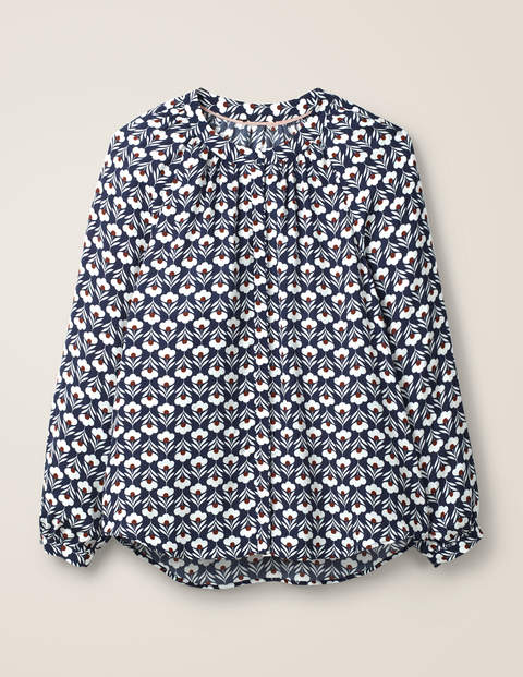 Paris Blouse - Navy, Petal Head Mono Paris Blouse - Navy, Petal Head Mono