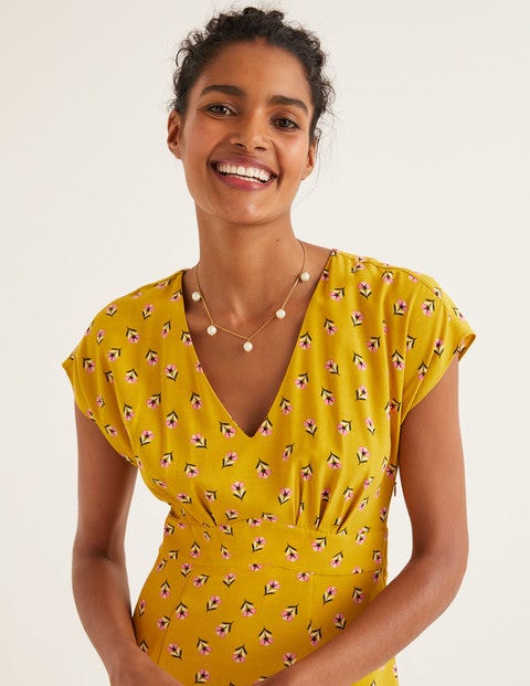 Rosemary Dress - Saffron, Petal Head Scatter Rosemary Dress - Saffron, Petal Head Scatter