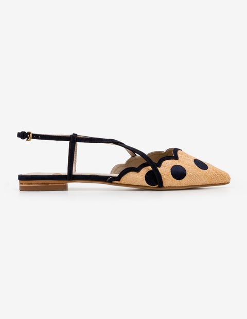 Christina Slingbacks - Navy and Raffia Spot Christina Slingbacks - Navy and Raffia Spot