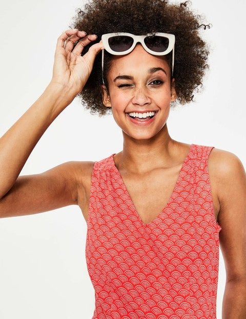 Melinda Jersey Dress - Red Pop Rainbow Dot Melinda Jersey Dress - Red Pop Rainbow Dot
