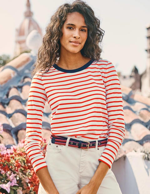 Crew Neck Breton - Ivory/Post Box Red Crew Neck Breton - Ivory/Post Box Red