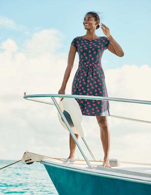 Amelie Jersey Dress - Woodland Green Holiday Palm Amelie Jersey Dress - Woodland Green Holiday Palm
