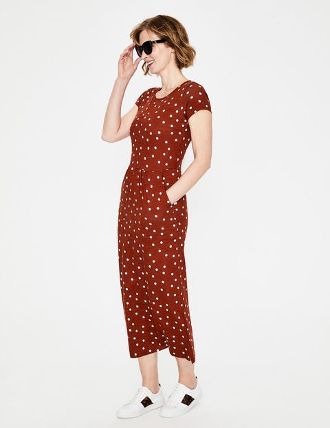 Nicola Jersey Midi Dress - Conker Brand Dot Nicola Jersey Midi Dress - Conker Brand Dot