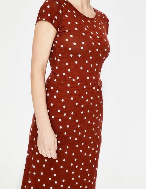 Nicola Jersey Midi Dress - Conker Brand Dot Nicola Jersey Midi Dress - Conker Brand Dot