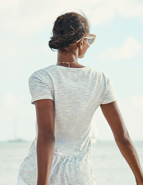 The Cotton Back Detail Tee - Ivory/Navy The Cotton Back Detail Tee - Ivory/Navy