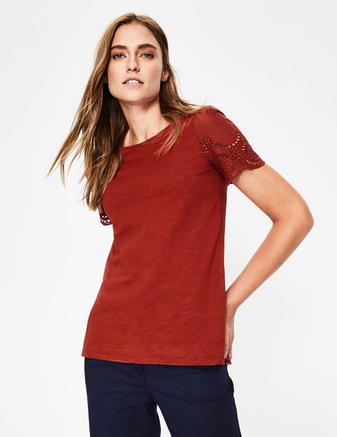 Isabella Broderie Back Top - Conker Isabella Broderie Back Top - Conker
