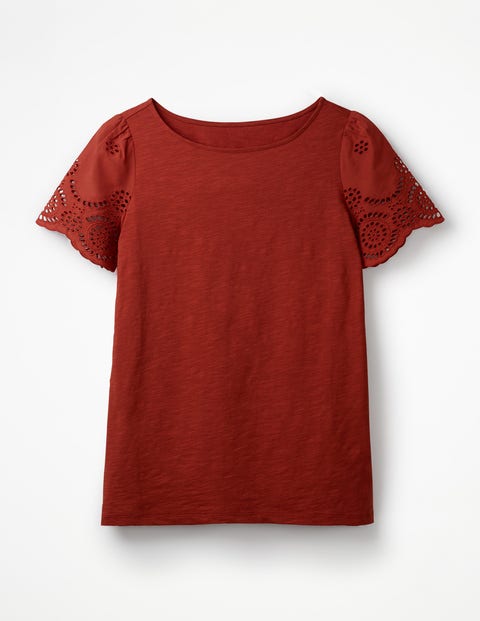 Isabella Broderie Back Top - Conker Isabella Broderie Back Top - Conker