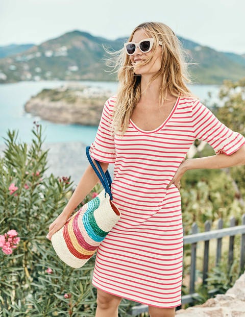 Imogen Jersey Dress - Ivory/Strawberry Split Imogen Jersey Dress - Ivory/Strawberry Split