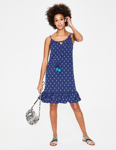 Robe Sophia En Jersey - Motif Palm Stamp lapis Robe Sophia En Jersey - Motif Palm Stamp lapis