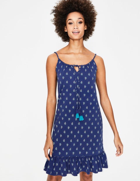 Robe Sophia En Jersey - Motif Palm Stamp lapis Robe Sophia En Jersey - Motif Palm Stamp lapis