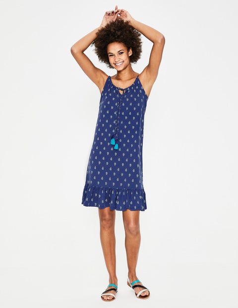 Robe Sophia En Jersey - Motif Palm Stamp lapis Robe Sophia En Jersey - Motif Palm Stamp lapis