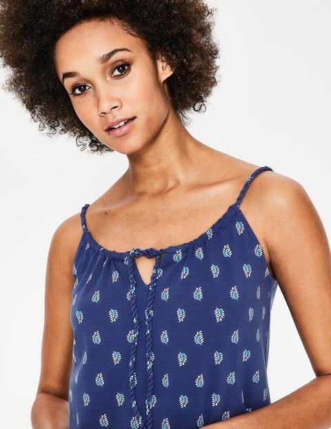 Robe Sophia En Jersey - Motif Palm Stamp lapis Robe Sophia En Jersey - Motif Palm Stamp lapis
