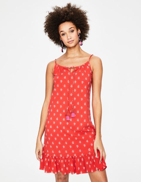 Sophia Jersey Dress - Red Pop Palm Stamp Sophia Jersey Dress - Red Pop Palm Stamp