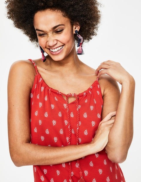 Sophia Jersey Dress - Red Pop Palm Stamp Sophia Jersey Dress - Red Pop Palm Stamp