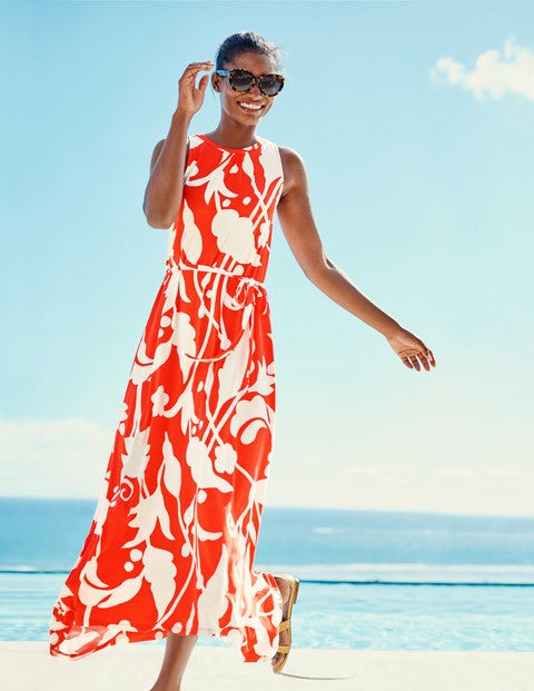 Delphine Jersey Maxi Dress - Red Pop Jungle Vine Delphine Jersey Maxi Dress - Red Pop Jungle Vine