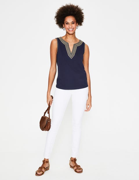 Jennifer Embroidered Vest - Navy Jennifer Embroidered Vest - Navy