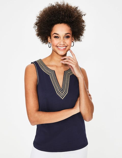 Jennifer Embroidered Vest - Navy Jennifer Embroidered Vest - Navy