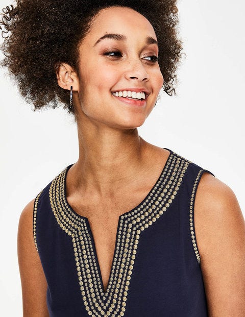 Jennifer Embroidered Vest - Navy Jennifer Embroidered Vest - Navy