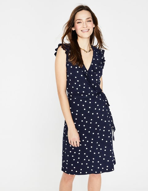 Jodie Jersey Wrap Dress - Navy, Brand Dot Jodie Jersey Wrap Dress - Navy, Brand Dot