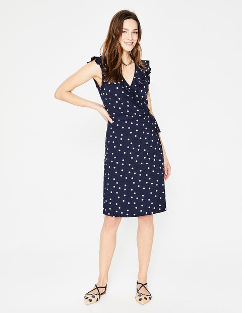 Jodie Jersey Wrap Dress - Navy, Brand Dot Jodie Jersey Wrap Dress - Navy, Brand Dot