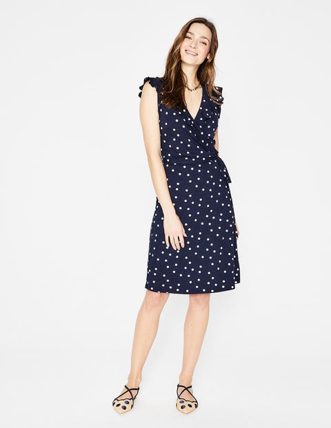 Jodie Jersey Wrap Dress - Navy, Brand Dot Jodie Jersey Wrap Dress - Navy, Brand Dot