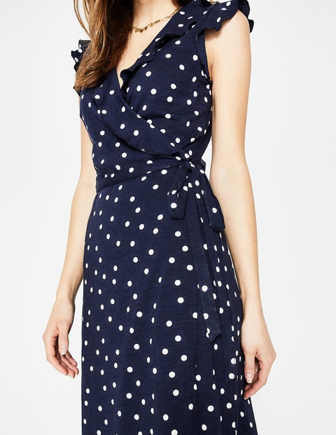 Jodie Jersey Wrap Dress - Navy, Brand Dot Jodie Jersey Wrap Dress - Navy, Brand Dot