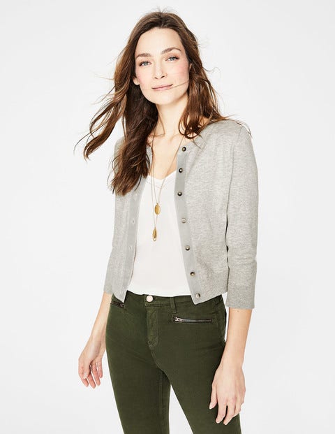 Amelia Crop Cardigan - Silver Melange Amelia Crop Cardigan - Silver Melange