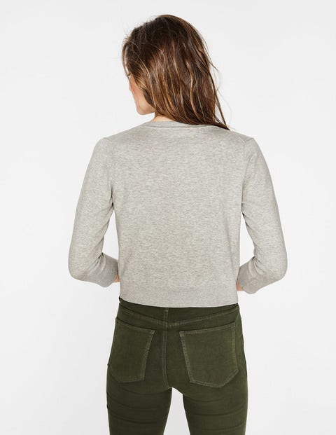 Amelia Crop Cardigan - Silver Melange Amelia Crop Cardigan - Silver Melange