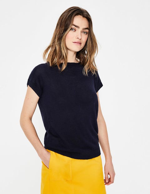 Aubrey Button Back Tee - Navy Aubrey Button Back Tee - Navy