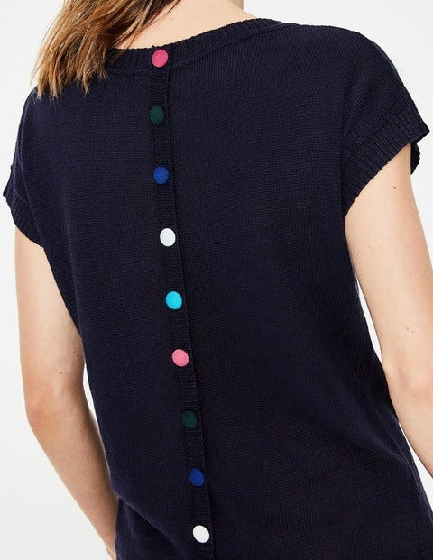 Aubrey Button Back Tee - Navy Aubrey Button Back Tee - Navy