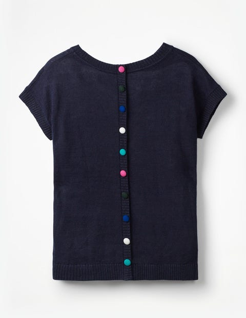 Aubrey Button Back Tee - Navy Aubrey Button Back Tee - Navy
