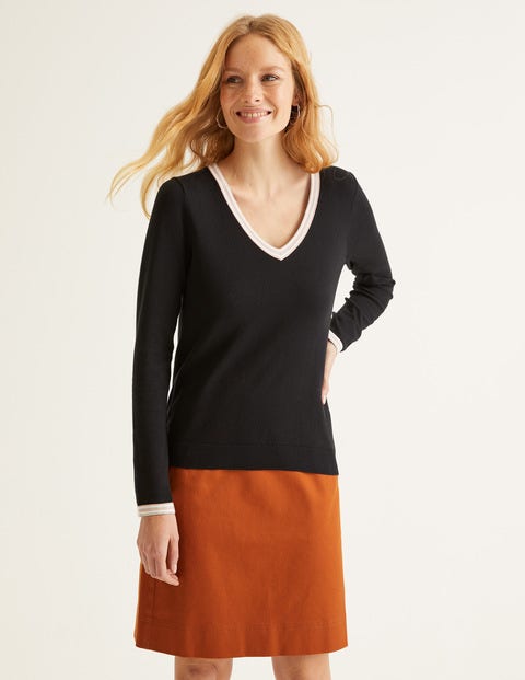 Elina Pullover Mit V-Ausschnitt - Schwarz Elina Pullover Mit V-Ausschnitt - Schwarz