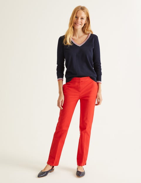 Elina V-Neck Jumper - Navy/Multi Tipping Elina V-Neck Jumper - Navy/Multi Tipping