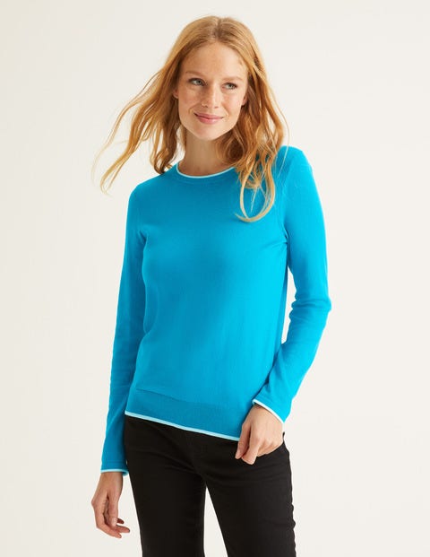 Elina Jumper - Blue Lagoon/Ivory Tipping Elina Jumper - Blue Lagoon/Ivory Tipping
