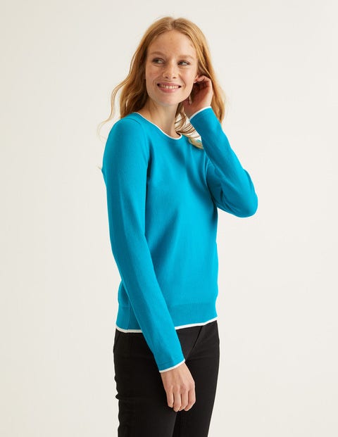 Elina Jumper - Blue Lagoon/Ivory Tipping Elina Jumper - Blue Lagoon/Ivory Tipping