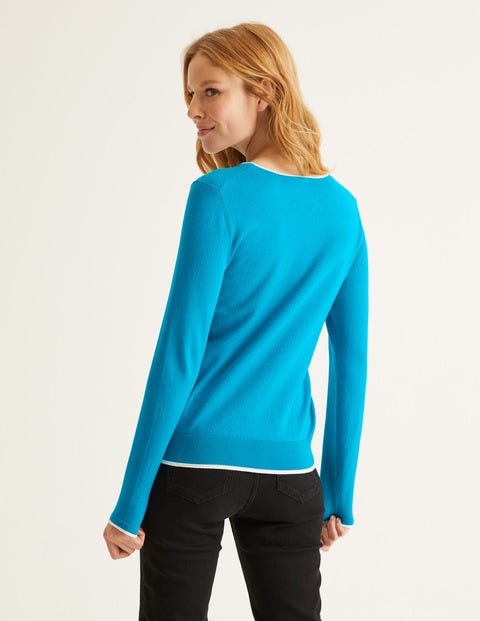 Elina Jumper - Blue Lagoon/Ivory Tipping Elina Jumper - Blue Lagoon/Ivory Tipping